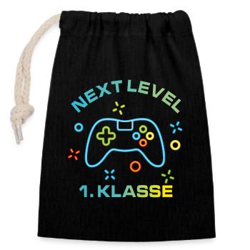 Colorful Game Console Next Level 1st Class - Closable cotton gift bag (14x20cm) - black - Front