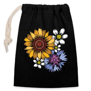 Blumenstrauß Blumen Symbol Natur Farben Markt icon - Verschließbarer Geschenkbeutel aus Baumwolle (14x20cm) - Schwarz - Vorne