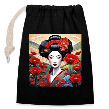 Asian Beauty #12 - Closable cotton gift bag (14x20cm) - black - Front