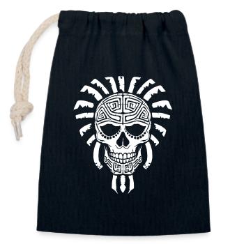 Mayan Skull - Closable cotton gift bag (14x20cm) - navy - Front