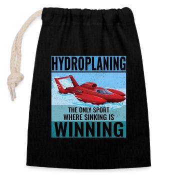 Wasserflugzeug Boot Rennen Humor Gewinnen Platinen - Verschließbarer Geschenkbeutel aus Baumwolle (14x20cm) - Schwarz - Vorne