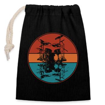 Drum set - Sac cadeau en coton avec cordon (14 x 20 cm) - noir - Devant