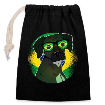 Brazil - Closable cotton gift bag (14x20cm) - black - Front