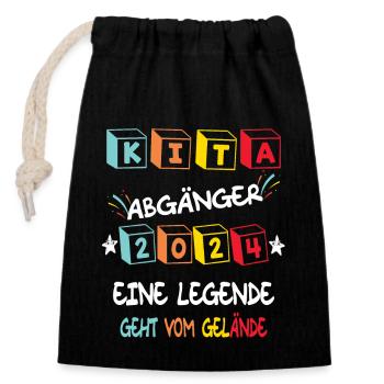 KITA Abgänger 2024 Legende Abschlussfeier - Verschließbarer Geschenkbeutel aus Baumwolle (14x20cm) - Schwarz - Vorne