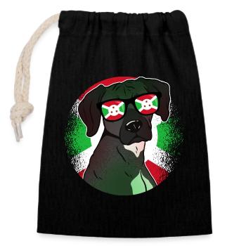 Burundi - Verschließbarer Geschenkbeutel aus Baumwolle (14x20cm) - Schwarz - Vorne