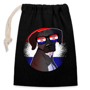 Croatie - Sac cadeau en coton avec cordon (14 x 20 cm) - noir - Devant