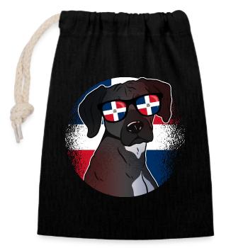 Dominican Republic - Closable cotton gift bag (14x20cm) - black - Front