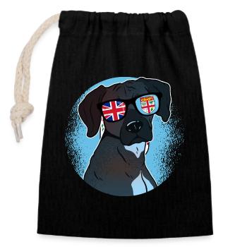 Fiji - Closable cotton gift bag (14x20cm) - black - Front