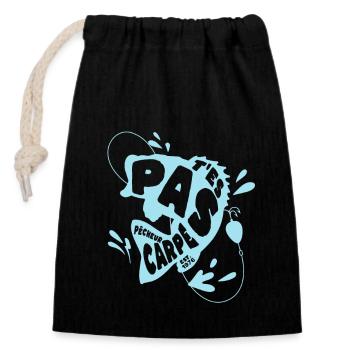 T'es pas carpe cadeau pêcheur - Sac cadeau en coton avec cordon (14 x 20 cm) - noir - Devant