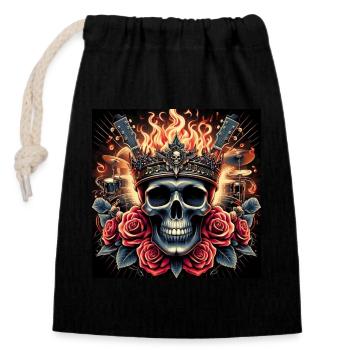 Burning Skull - Closable cotton gift bag (14x20cm) - black - Front