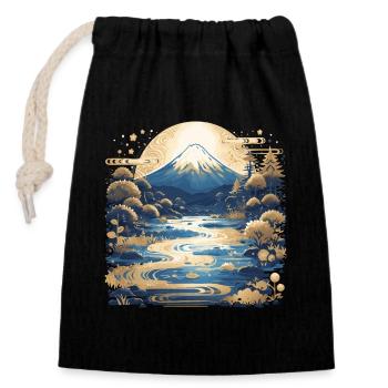 Mount Fuji - Closable cotton gift bag (14x20cm) - black - Front