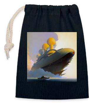 Ship 03 - Closable cotton gift bag (14x20cm) - navy - Front