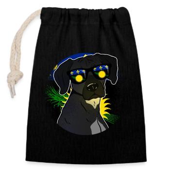 Guadeloupe - Sac cadeau en coton avec cordon (14 x 20 cm) - noir - Devant