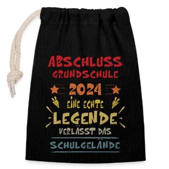 Abschluss 2024 Grundschule Legende T-Shirt - Verschließbarer Geschenkbeutel aus Baumwolle (14x20cm) - Schwarz - Vorne