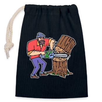 Sciure de bois Sciure de bois Travaux forestiers Bûcherons Foresterie - Sac cadeau en coton avec cordon (14 x 20 cm) - bleu marine - Devant