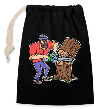 Wood Saw Sawdust Forestry Work Lumberjack Forestry - Closable cotton gift bag (14x20cm) - black - Front