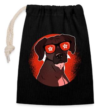 Hong Kong - Closable cotton gift bag (14x20cm) - black - Front