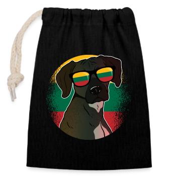 Lithuania - Closable cotton gift bag (14x20cm) - black - Front