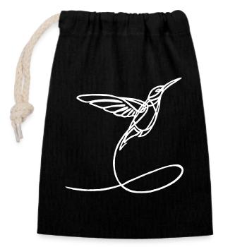 Strange White Bird - Closable cotton gift bag (14x20cm) - black - Front