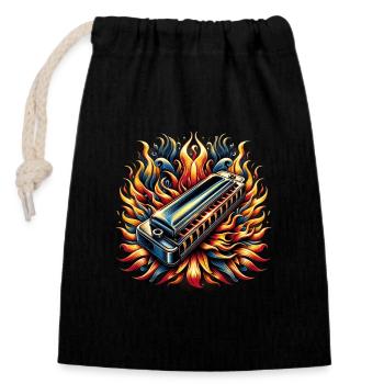 Design abstrait d'harmonica - Sac cadeau en coton avec cordon (14 x 20 cm) - noir - Devant
