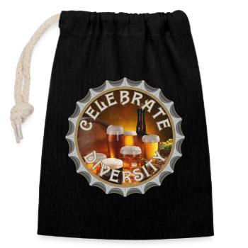 celebrate diversity - Closable cotton gift bag (14x20cm) - black - Front