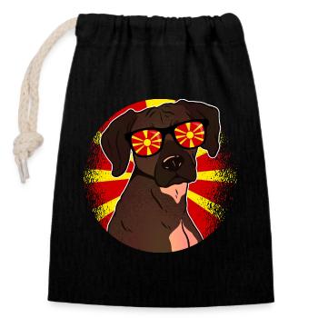 Macédoine - Sac cadeau en coton avec cordon (14 x 20 cm) - noir - Devant