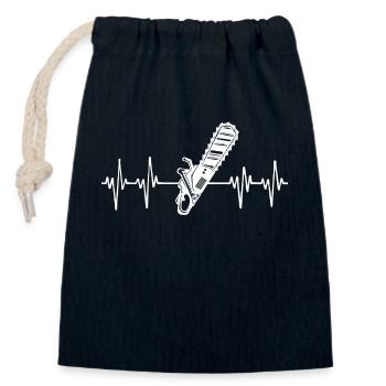 Scie, Bûcheron, Menuiserie, Forestier, Tronçonneuse - Sac cadeau en coton avec cordon (14 x 20 cm) - bleu marine - Devant