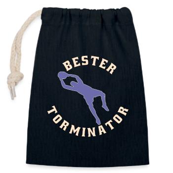 Bester Torminator Torwart Geschenk Geschenkidee - Verschließbarer Geschenkbeutel aus Baumwolle (14x20cm) - Navy - Vorne