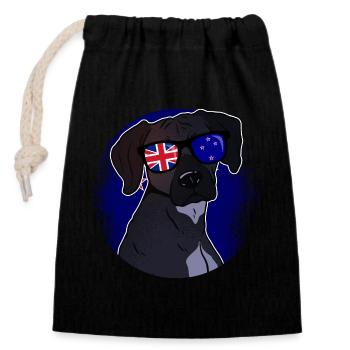 New Zealand - Closable cotton gift bag (14x20cm) - black - Front