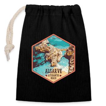 Estudantes beach near Lagos, Algarve - Closable cotton gift bag (14x20cm) - black - Front