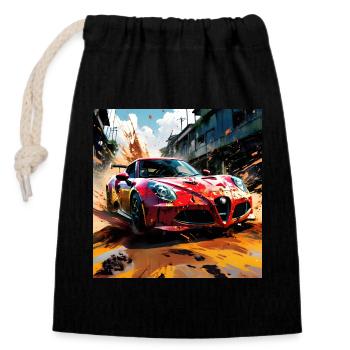 Rally Raid #2 - Closable cotton gift bag (14x20cm) - black - Front