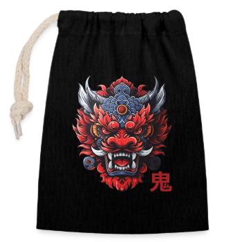 Oni, démon Japonais - Sac cadeau en coton avec cordon (14 x 20 cm) - noir - Devant