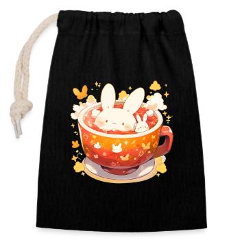 Art Café - Cuteness 01 - Closable cotton gift bag (14x20cm) - black - Front