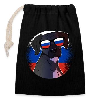 Russia - Closable cotton gift bag (14x20cm) - black - Front