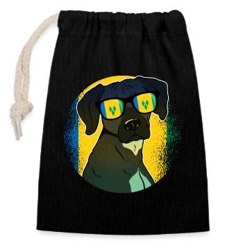 Saint Vincent et les Grenadines - Sac cadeau en coton avec cordon (14 x 20 cm) - noir - Devant