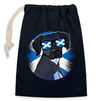 Ecosse - Sac cadeau en coton avec cordon (14 x 20 cm) - bleu marine - Devant