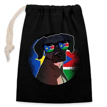 South Sudan - Closable cotton gift bag (14x20cm) - black - Front