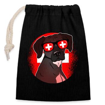 Switzerland - Closable cotton gift bag (14x20cm) - black - Front