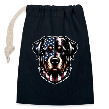 Rottweiler USA Hunde Design - Verschließbarer Geschenkbeutel aus Baumwolle (14x20cm) - Navy - Vorne