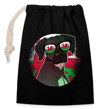 Wales - Closable cotton gift bag (14x20cm) - black - Front