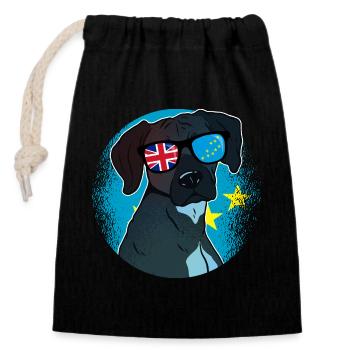 Tuvalu - Closable cotton gift bag (14x20cm) - black - Front
