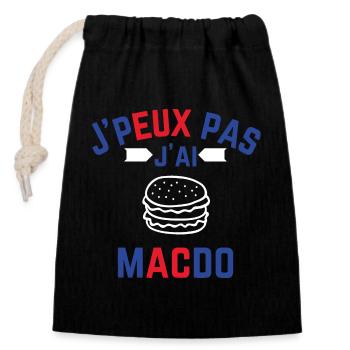 J peux pas j ai Macdo b b r - Sac cadeau en coton avec cordon (14 x 20 cm) - noir - Devant