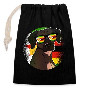 Zimbabwe - Sac cadeau en coton avec cordon (14 x 20 cm) - noir - Devant