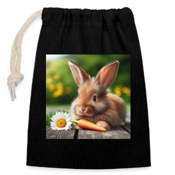 Entzückender Hase - Verschließbarer Geschenkbeutel aus Baumwolle (14x20cm) - Schwarz - Vorne