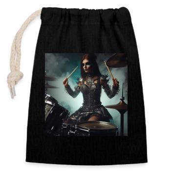 Female Drummer - Closable cotton gift bag (14x20cm) - black - Front