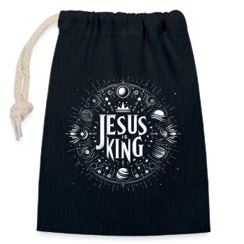 Jesus ist König Kreisdesign - Verschließbarer Geschenkbeutel aus Baumwolle (14x20cm) - Navy - Vorne