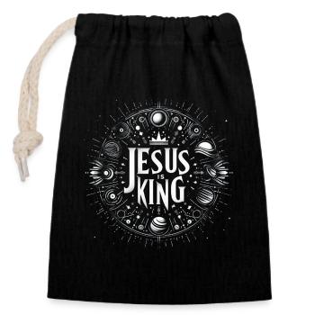 Jesus ist König Kreisdesign - Verschließbarer Geschenkbeutel aus Baumwolle (14x20cm) - Schwarz - Vorne