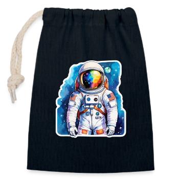 Astronaut Watercolor Watercolor - Closable cotton gift bag (14x20cm) - navy - Front
