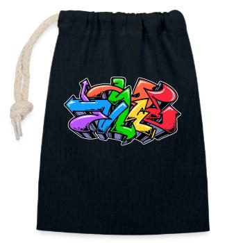 Kunst Street Art Wildstyle Graffiti Illustration - Sac cadeau en coton avec cordon (14 x 20 cm) - bleu marine - Devant