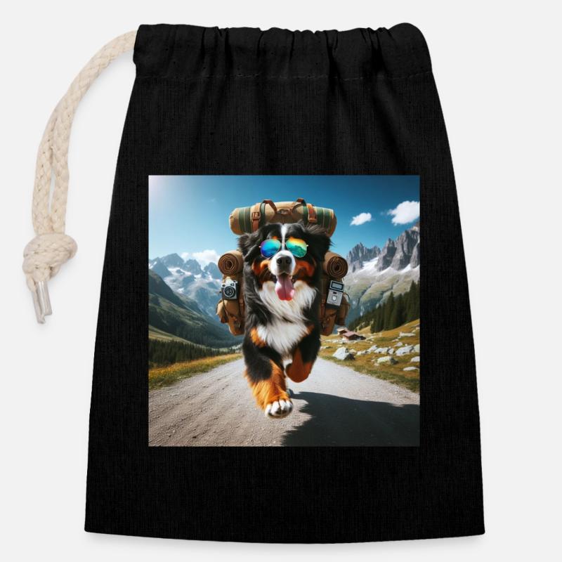 Berner Sennenhund - Verschließbarer Geschenkbeutel aus Baumwolle (14x20cm) - Schwarz